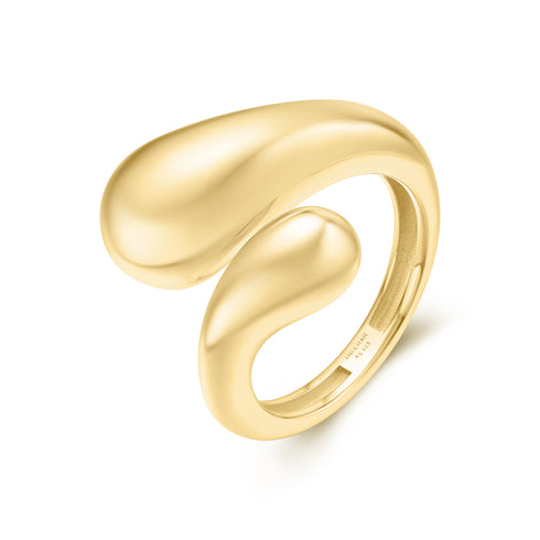 Gold Sculptural Crossover Ring