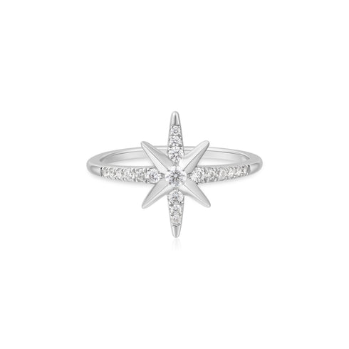 Silver Eight-Pointed Star Signet Ring