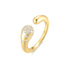 Gold Sparkling Sculptural Crossover Adjustable Ring