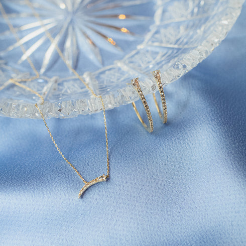 14kt Gold White Sapphire Hoop Earrings