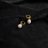 Gold Pearl Drop Sparkle Huggie Hoop Earrings
