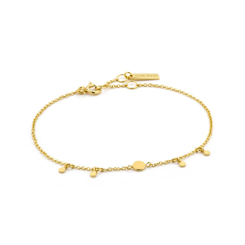 Gold Geometry Drop Discs Bracelet.