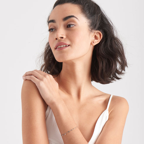 Silver Geometry Drop Discs Bracelet.