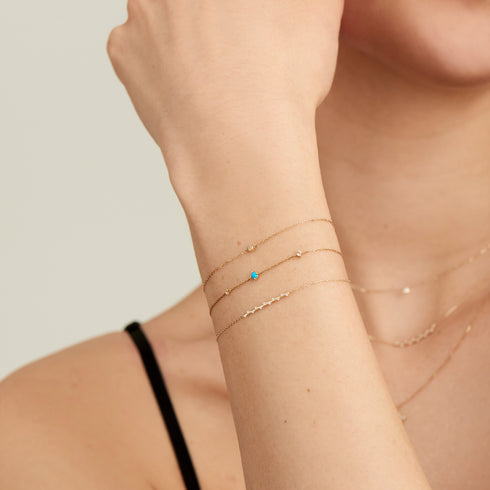 14kt Gold Stargazer Natural Diamond Bar Bracelet