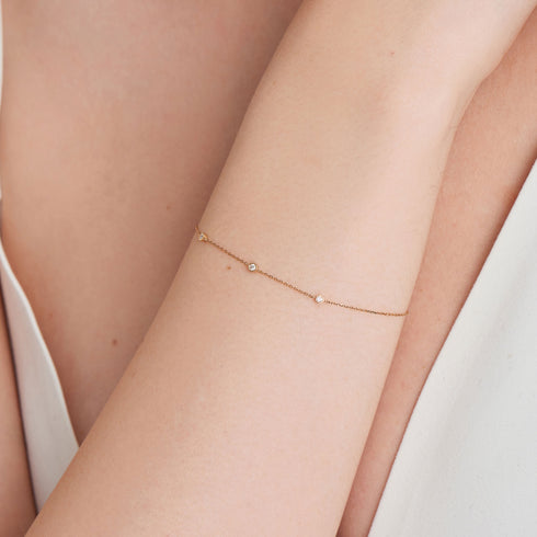 14kt Gold Triple Natural Diamond Bracelet