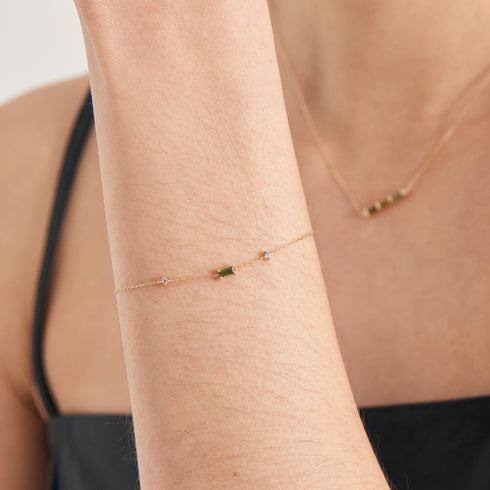 14kt Gold Tourmaline and White Sapphire Bracelet