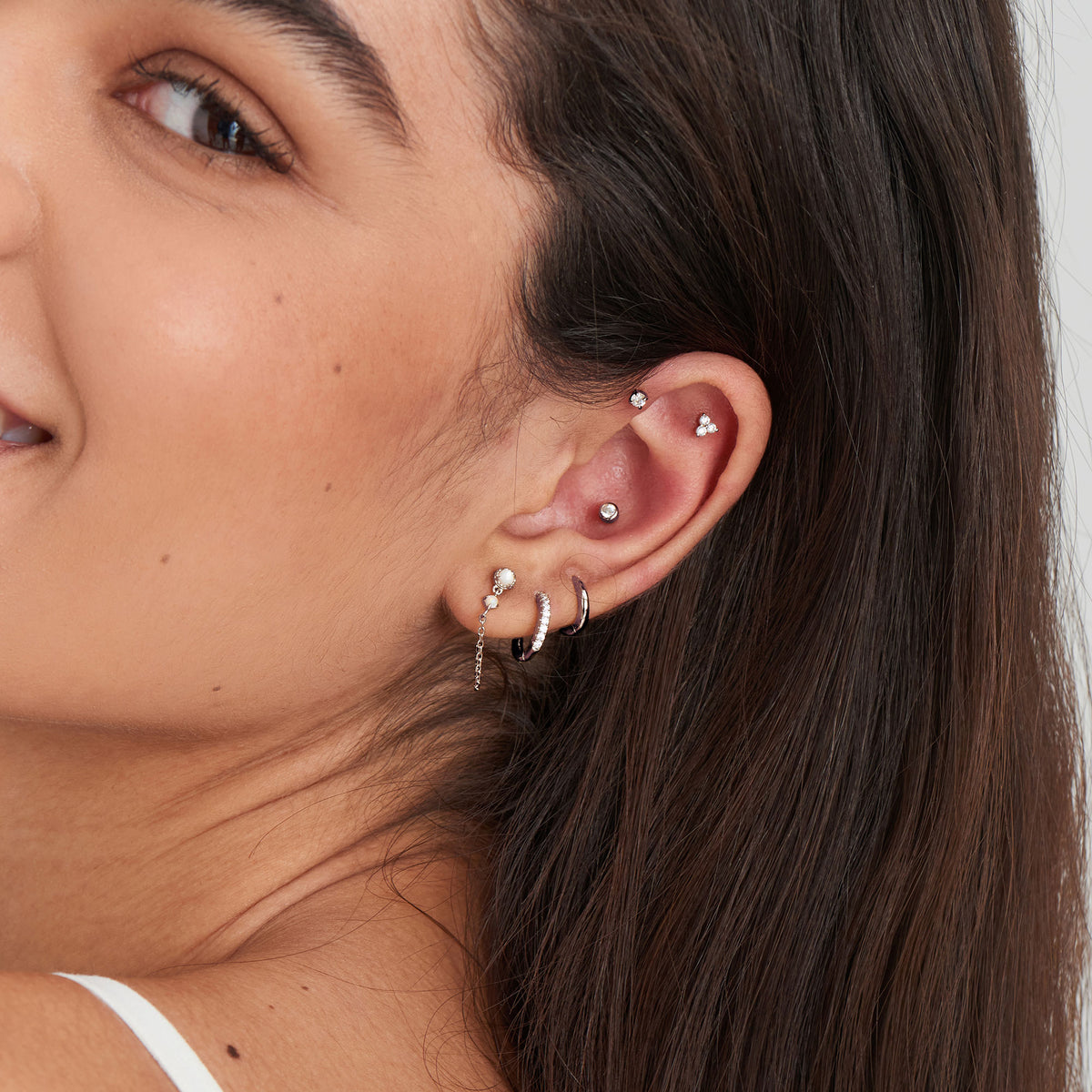 【HYERES LOR】23FW★ Happiness Silver (W) One Touch Earrings Hey Happiness BAR DROP - Earrings - silver coloured/silver