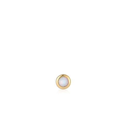 Gold Kyoto Opal Bezel Barbell Single Earring