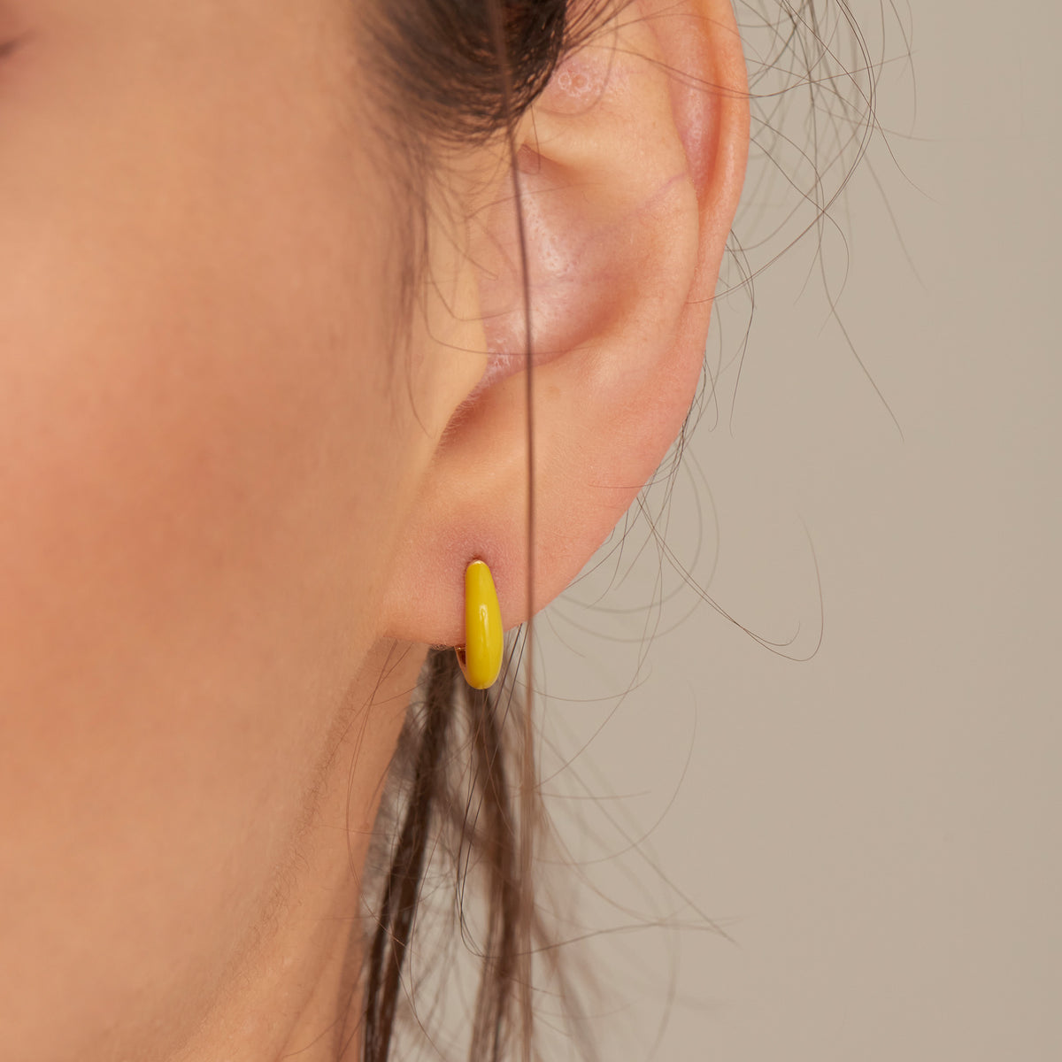 bright yellow hoop earrings