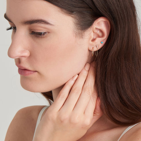 14kt Gold Turquoise Cabochon Stud Earrings