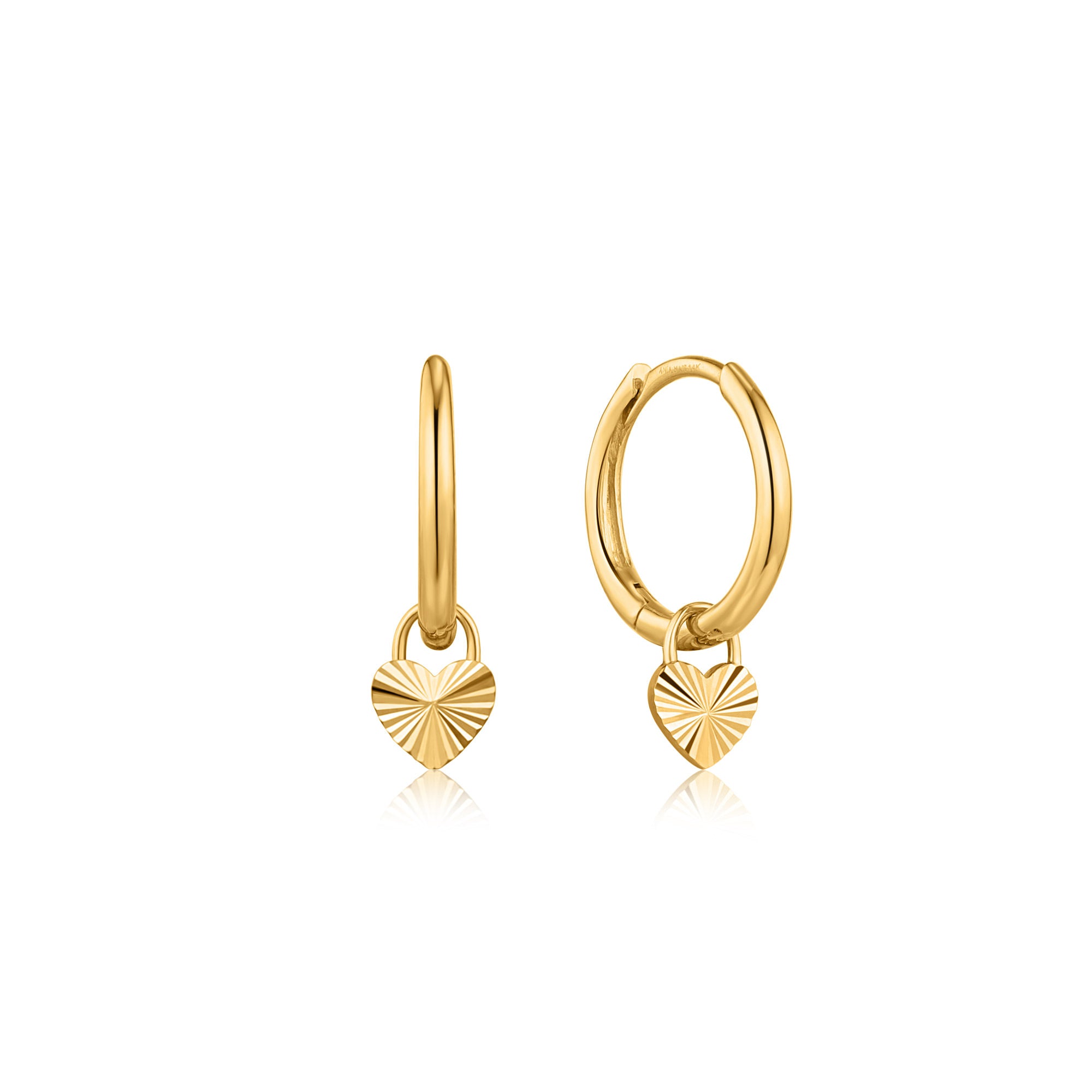 14kt Gold Heart Padlock Huggie Hoop Earrings | Ania Haie