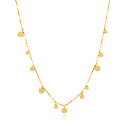 Gold Geometry Mixed Discs Necklace.