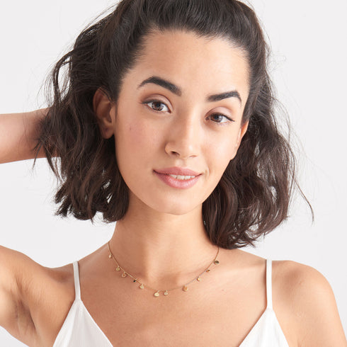 Gold Geometry Mixed Discs Necklace.