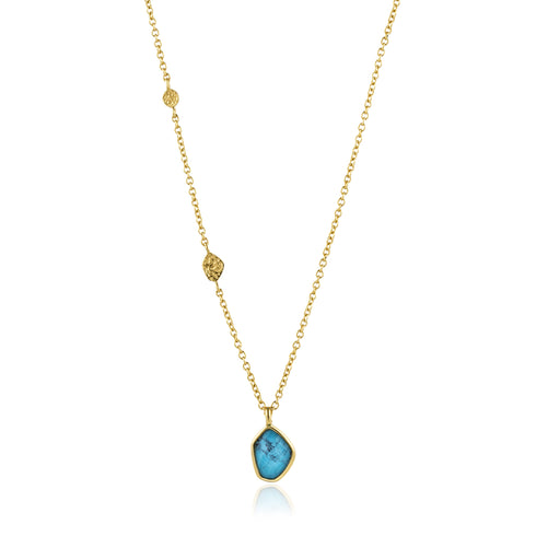 Turquoise Pendant Gold Necklace.