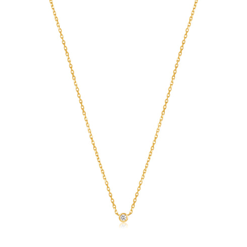 14kt Gold Single Natural Diamond Necklace