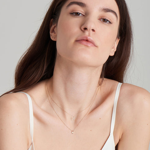 14kt Gold Natural Diamond Key Necklace