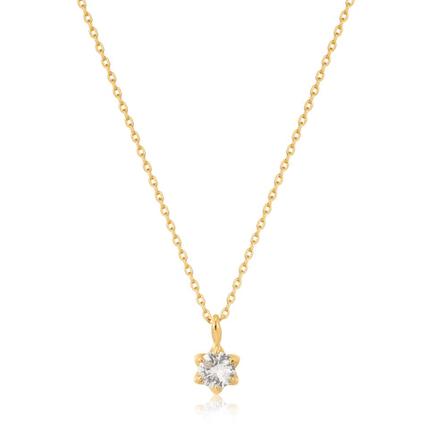 14kt Gold White Sapphire Pendant Necklace