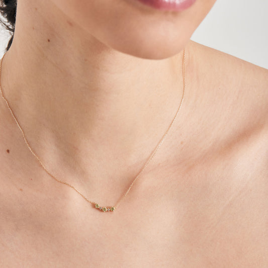 14kt Gold Peridot and White Sapphire Necklace