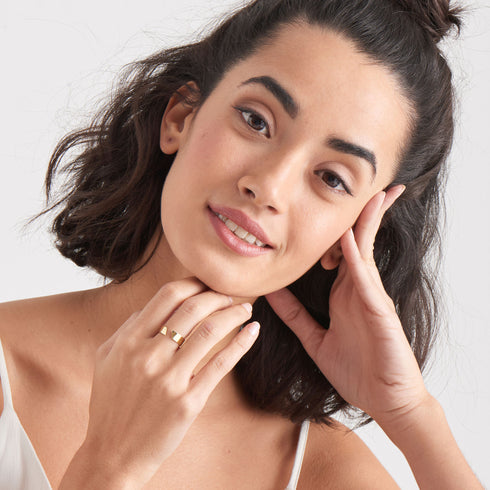 Gold Geometry Drop Discs Bracelet.