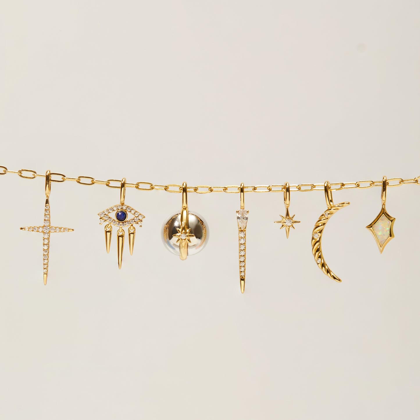 Gold Link Charm Chain Necklace