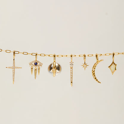 Gold Link Charm Chain Necklace