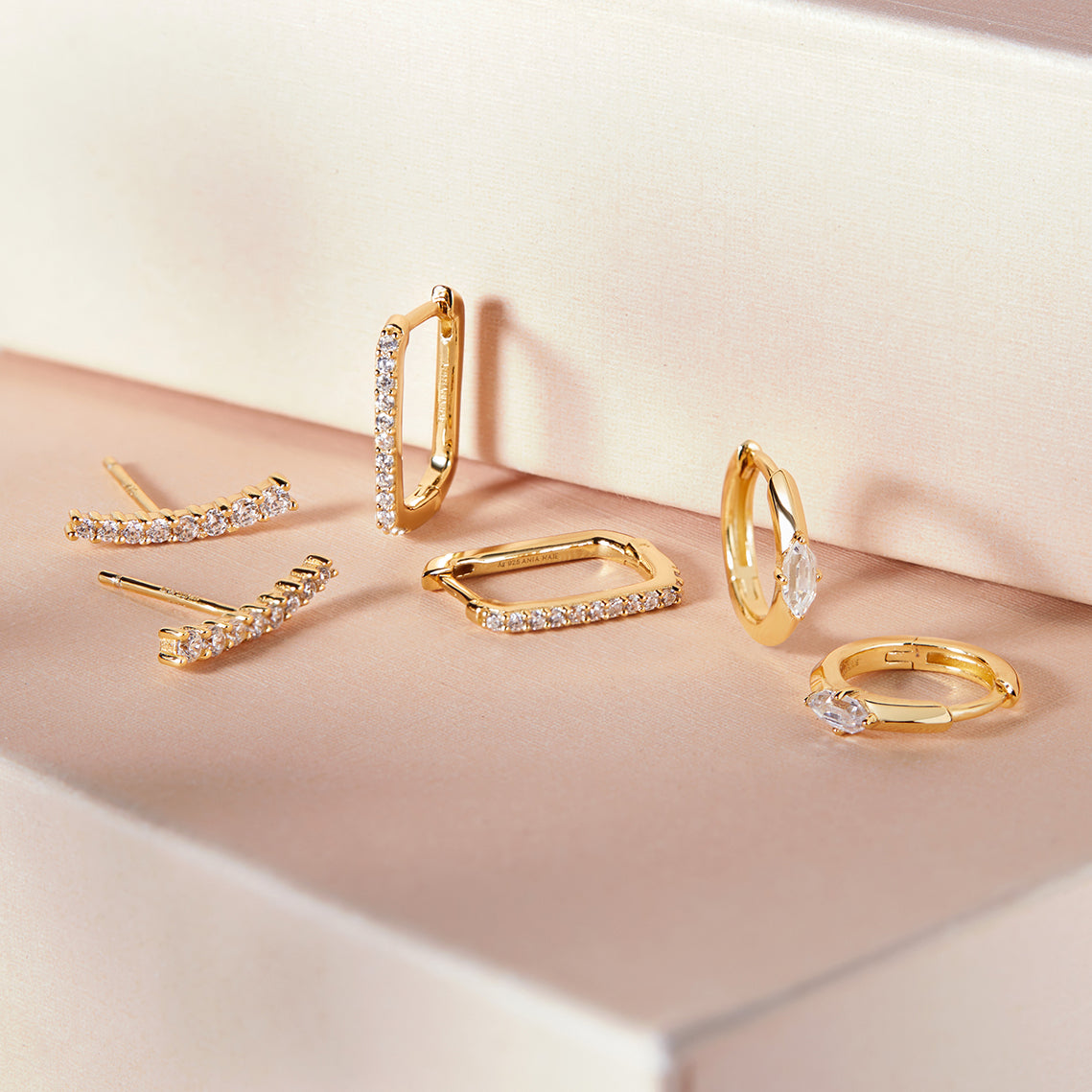 Gold Glam Crawler Stud Earrings