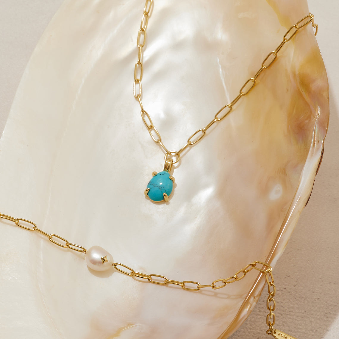 Gold Pearl Sparkle Chunky Chain Necklace　