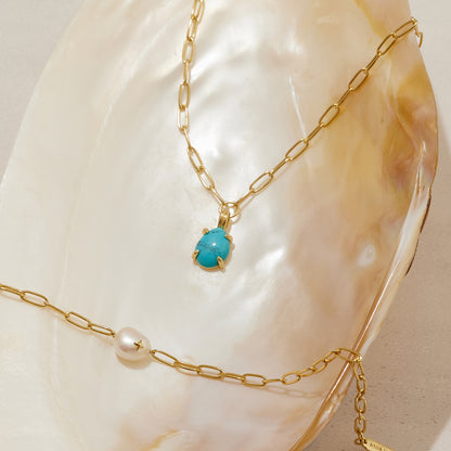 Gold Pearl Sparkle Chunky Chain Necklace　