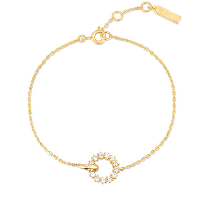 Gold Interlinked Circles Pavé Bracelet top view