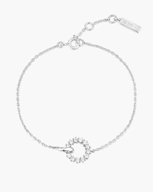 Silver Interlinked Circles Pavé Bracelet