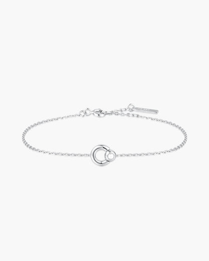 Silver Hoop Freshwater Pearl Bracelet