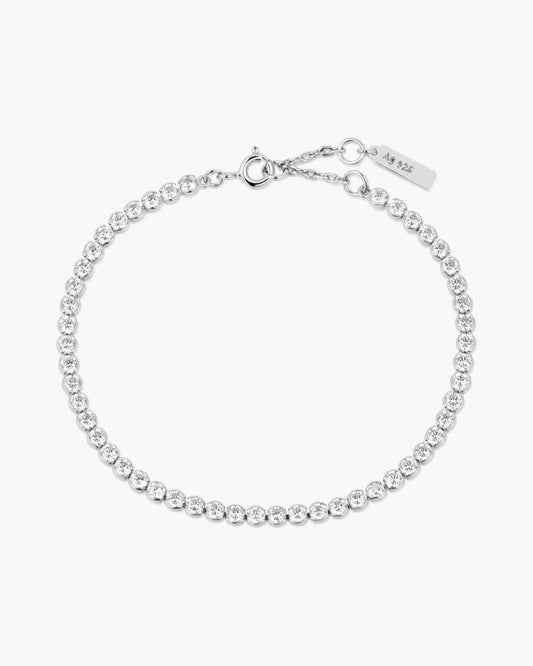 Silver Row Bezel Set Bracelet