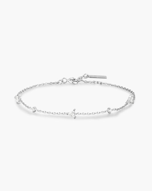 Silver Triangular Cubic Zirconia Station Bracelet