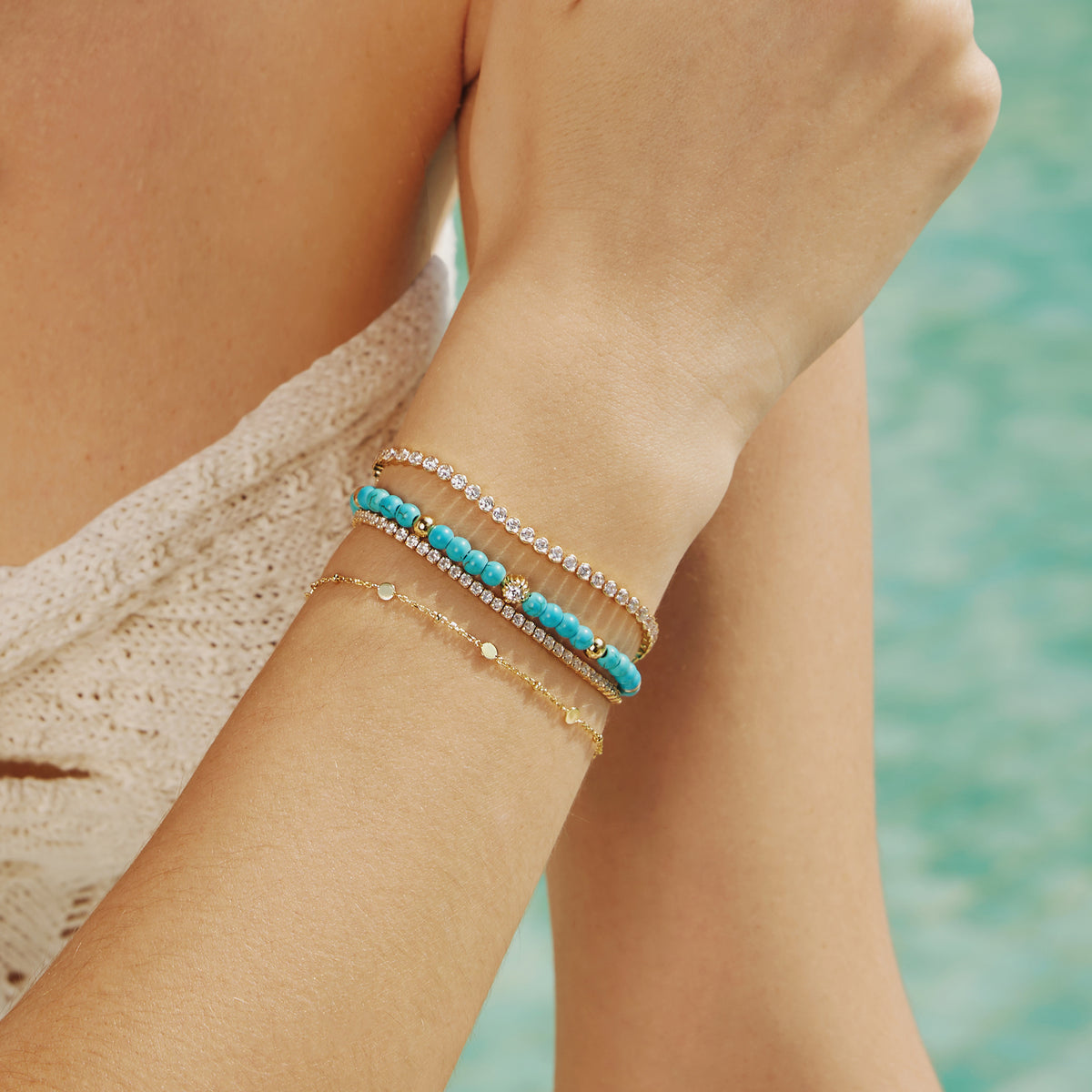 Gold Disc Station Bracelet