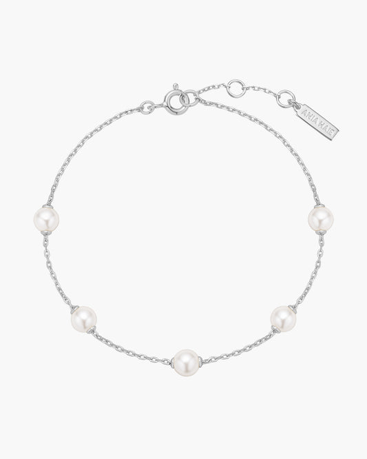 Silver Shell Pearl Station Bracelet