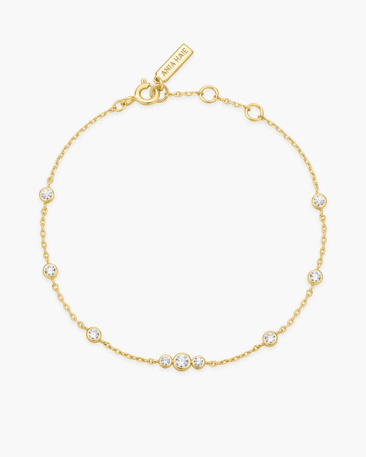 Gold Sparkling Bezel Cubic Zirconia Station Bracelet