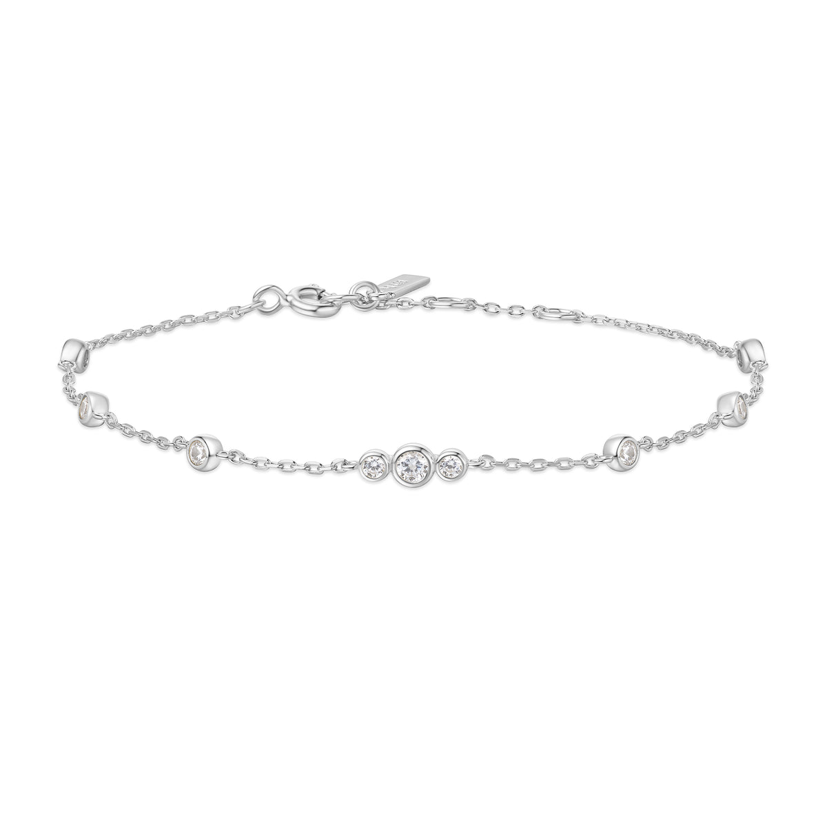 ania haie Silver Sparkling Bezel Cubic Zirconia Station Bracelet