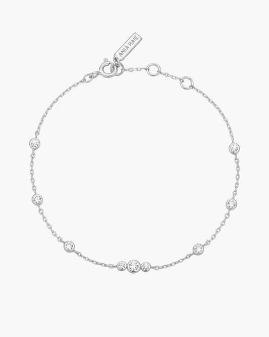 Silver Sparkling Bezel Cubic Zirconia Station Bracelet