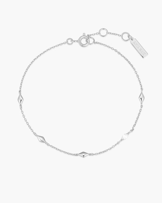 Silver Multi Rhombus Station Bracelet