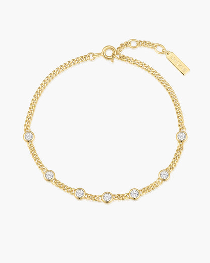 Gold Multi Station Round Stone Chain Bracelet