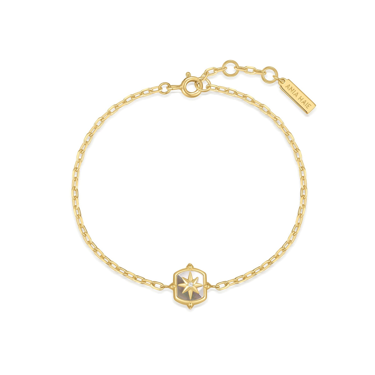 Gold Colour-Block Mother of Pearl Star Bracelet