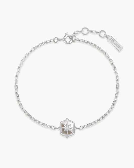 Silver Colour-Block Mother of Pearl Star Bracelet