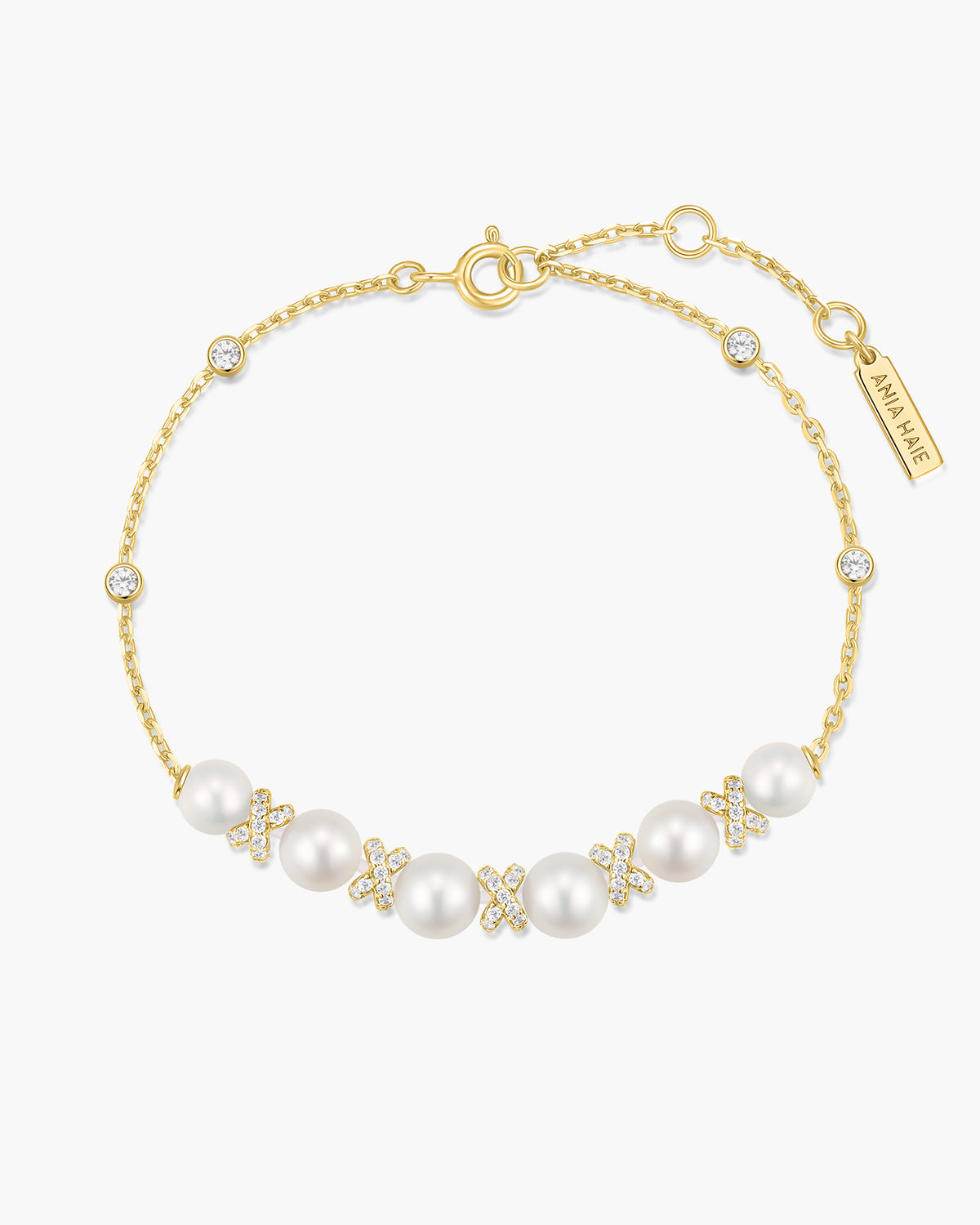 Gold Sparkling Braided Shell Pearl Bracelet