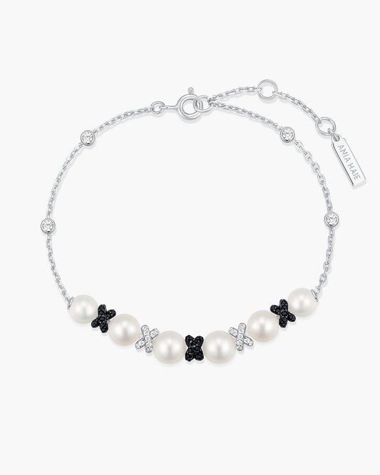 Two-Tone Sparkling Braided Shell Pearl Bracelet