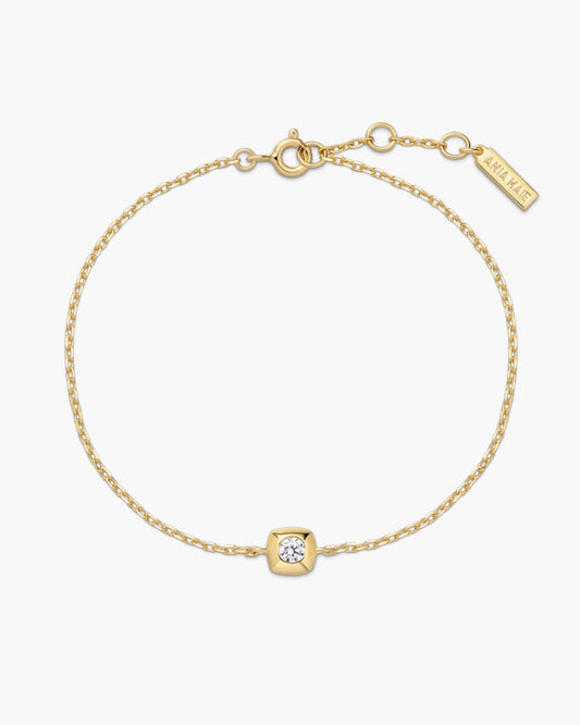 Gold Modern Bezel-Set Solitaire Bracelet