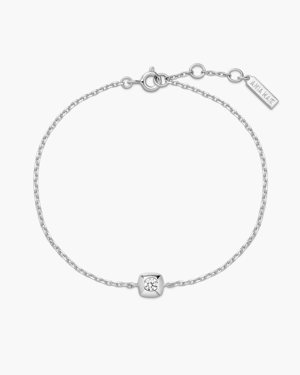 Silver Modern Bezel-Set Solitaire Bracelet