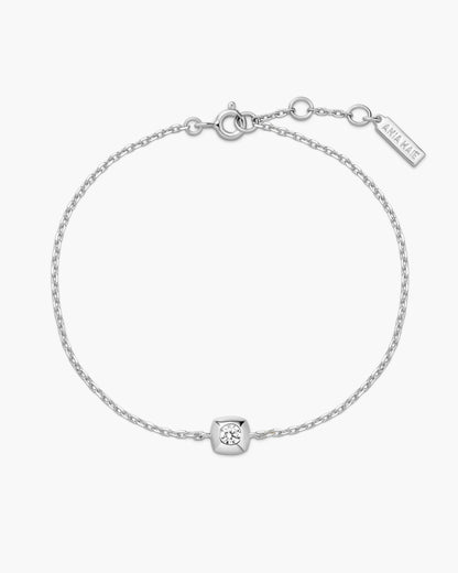 Silver Modern Bezel-Set Solitaire Bracelet