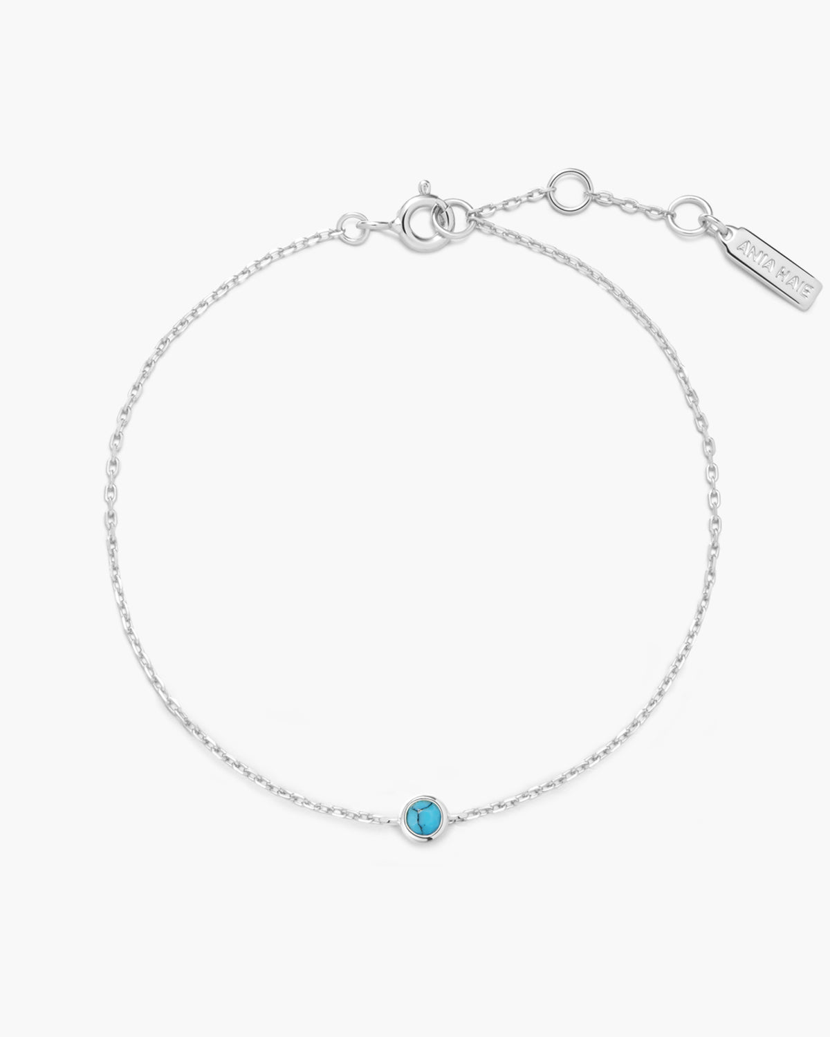 Silver Bezel-Set Lab-Created Turquoise Solitaire Bracelet