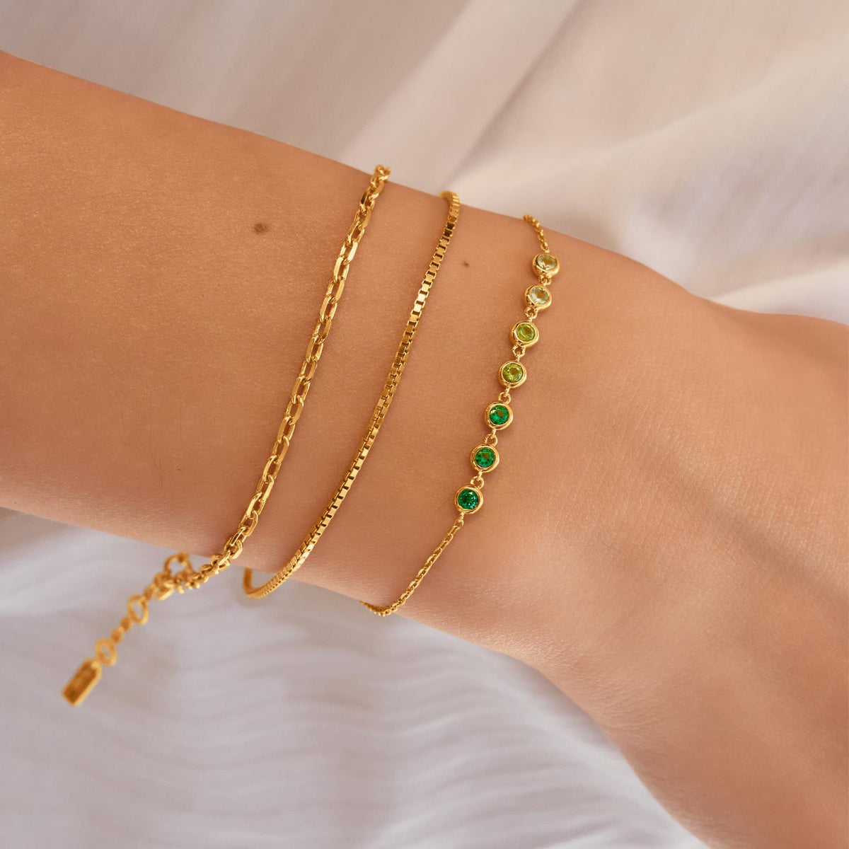 Gold Green Station Bracelet