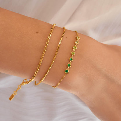 Gold Green Station Bracelet